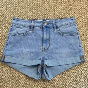Blue jean high rise shorts